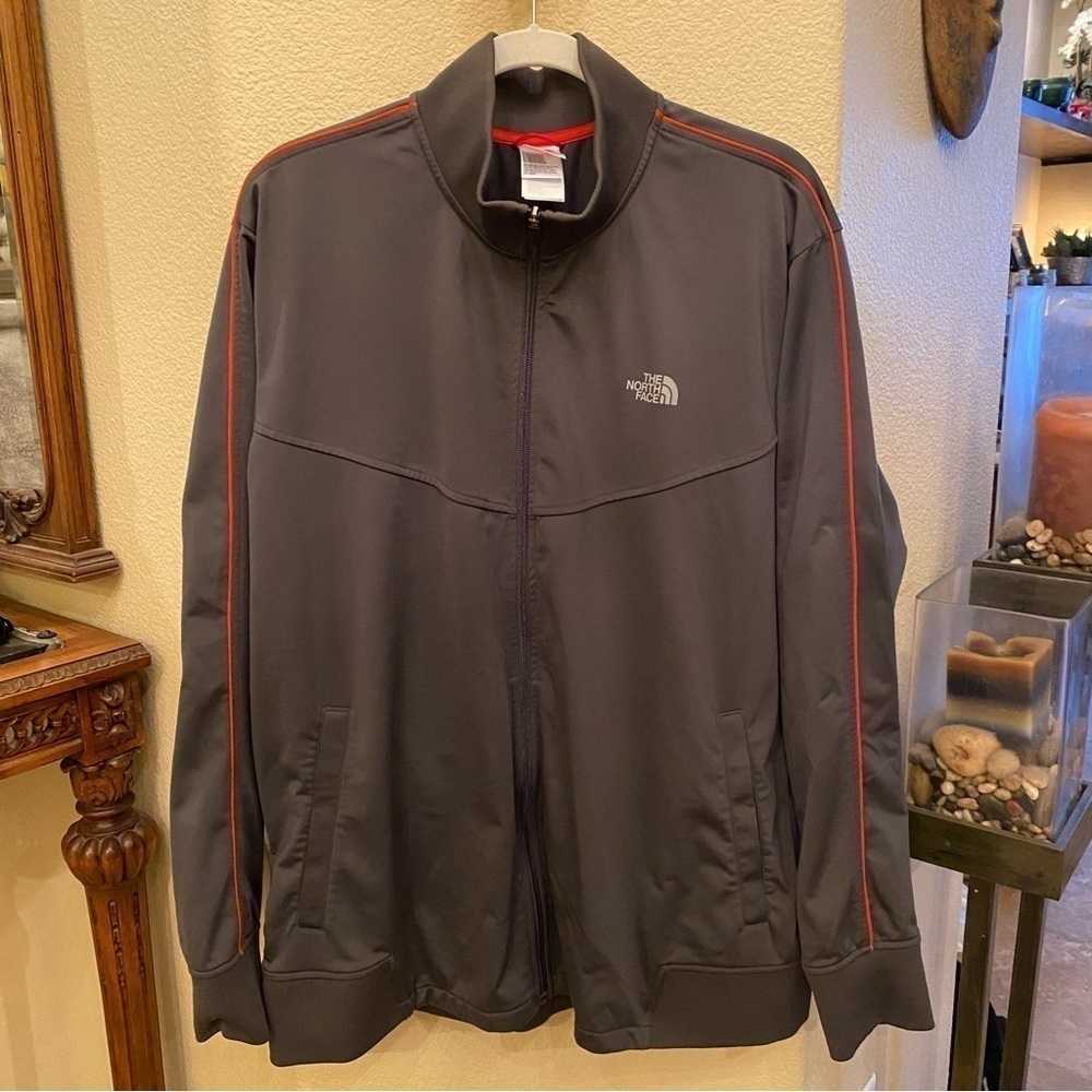 The North Face Men's Gray Jacket with Red Piping